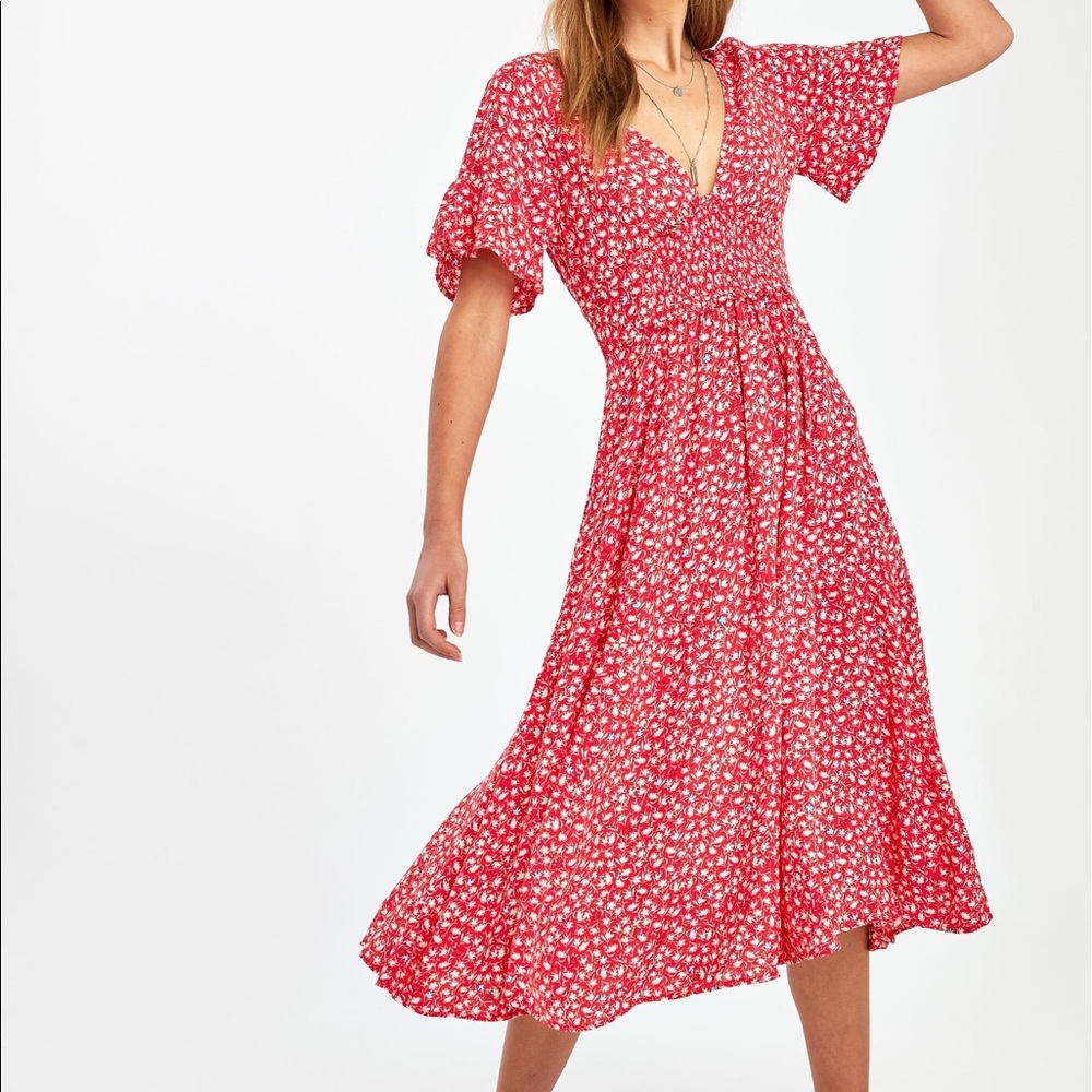Free People In Full Bloom Smocked Waist Midi Dress